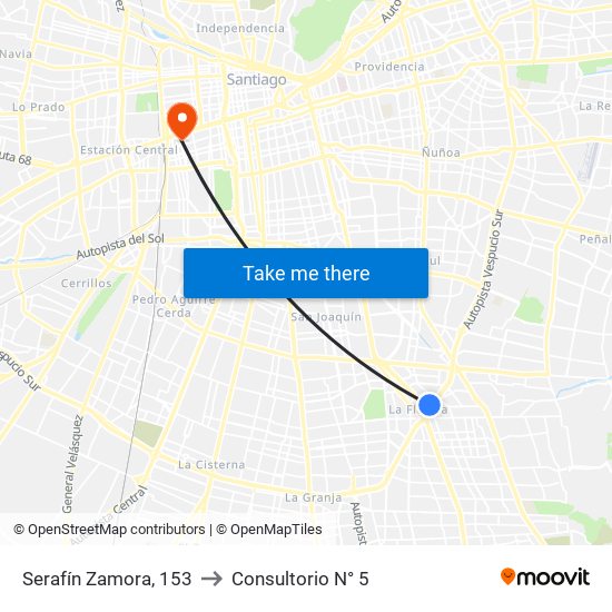 Serafín Zamora, 153 to Consultorio N° 5 map