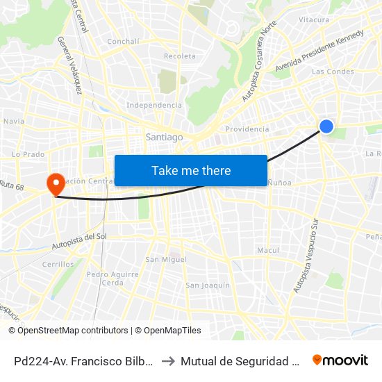 Pd224-Av. Francisco Bilbao / Esq. Av. S. Elcano to Mutual de Seguridad CChC Imagenologia. map