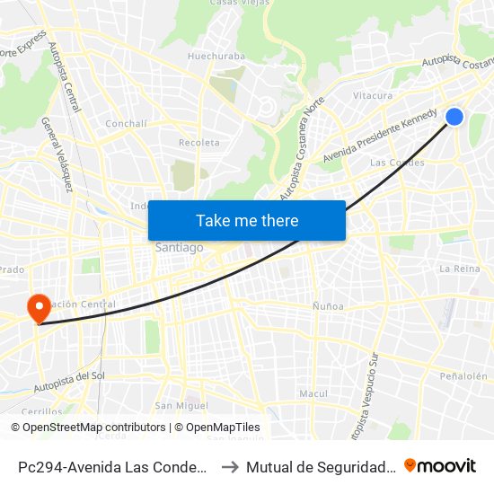 Pc294-Avenida Las Condes / Esq. Av. Padre H. Central to Mutual de Seguridad CChC Imagenologia. map
