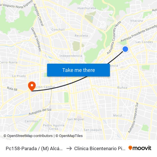 Pc158-Parada / (M) Alcántara to Clinica Bicentenario Piso 7 map