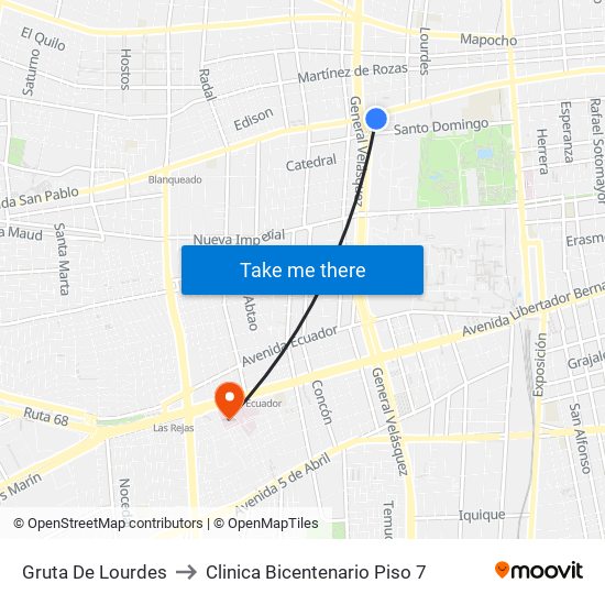 Gruta De Lourdes to Clinica Bicentenario Piso 7 map