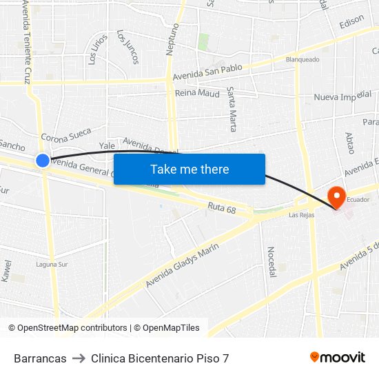 Barrancas to Clinica Bicentenario Piso 7 map