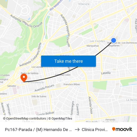 Pc167-Parada / (M) Hernando De Magallanes to Clínica Providencia map