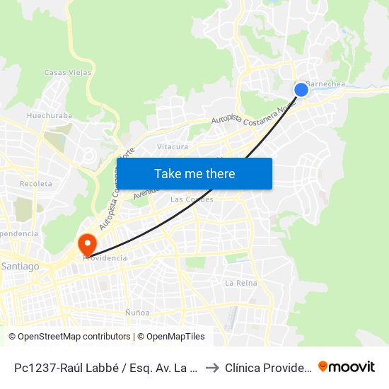 Pc1237-Raúl Labbé / Esq. Av. La Dehesa to Clínica Providencia map