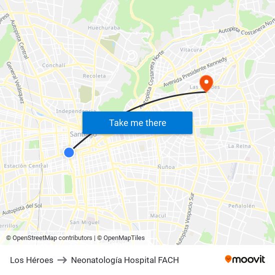 Los Héroes to Neonatología Hospital FACH map