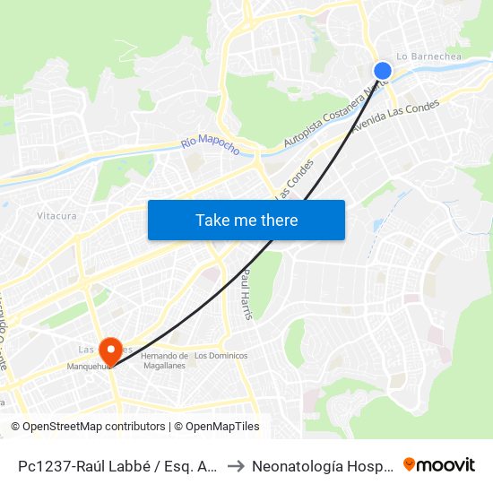 Pc1237-Raúl Labbé / Esq. Av. La Dehesa to Neonatología Hospital FACH map