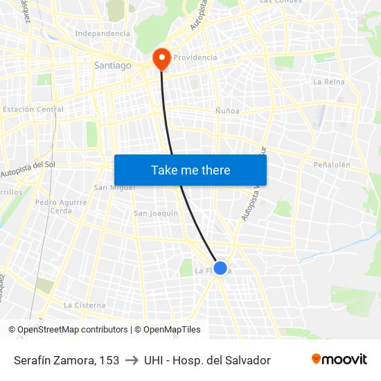 Serafín Zamora, 153 to UHI - Hosp. del Salvador map