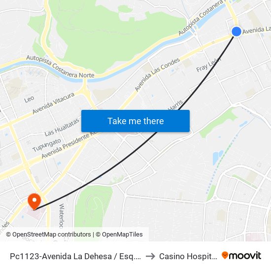Pc1123-Avenida La Dehesa / Esq. Av. Las Condes to Casino Hospital FACH map