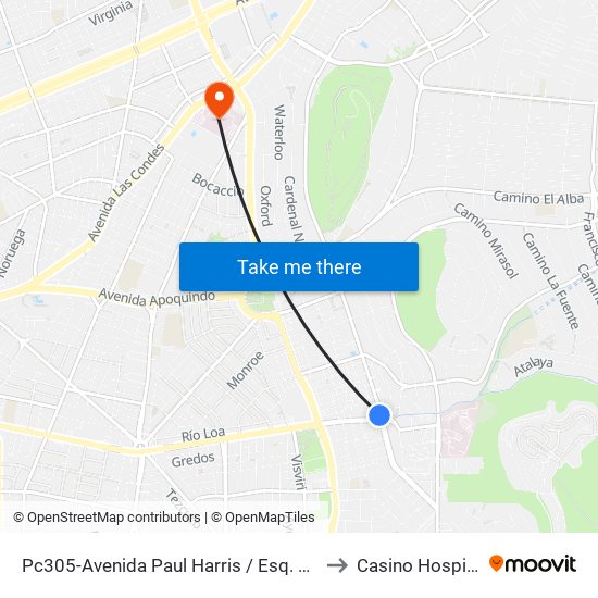 Pc305-Avenida Paul Harris / Esq. Av. Cristóbal Colón to Casino Hospital FACH map