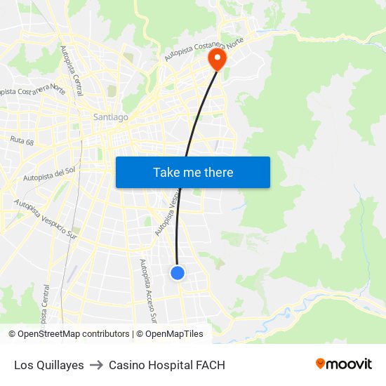 Los Quillayes to Casino Hospital FACH map