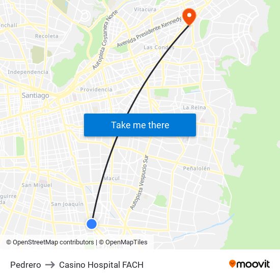 Pedrero to Casino Hospital FACH map