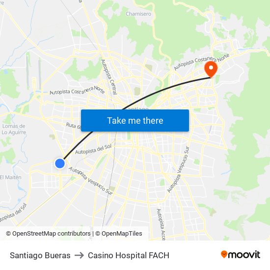 Santiago Bueras to Casino Hospital FACH map
