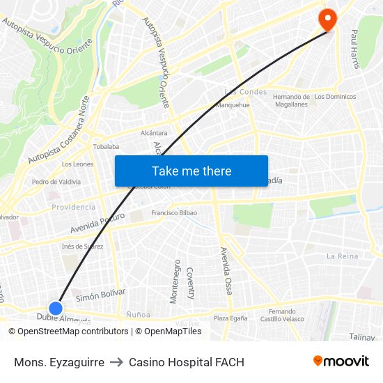 Mons. Eyzaguirre to Casino Hospital FACH map