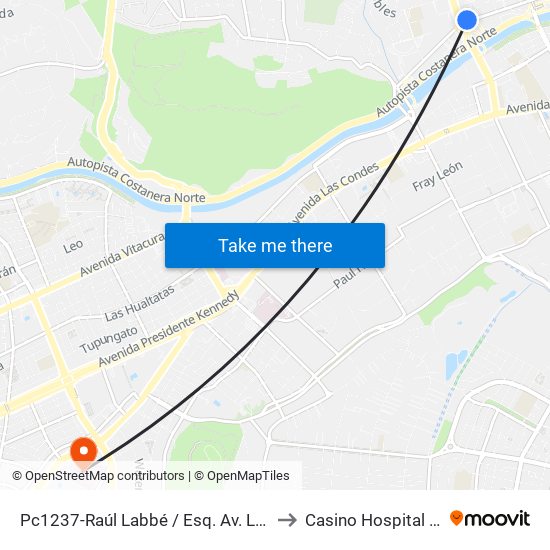Pc1237-Raúl Labbé / Esq. Av. La Dehesa to Casino Hospital FACH map