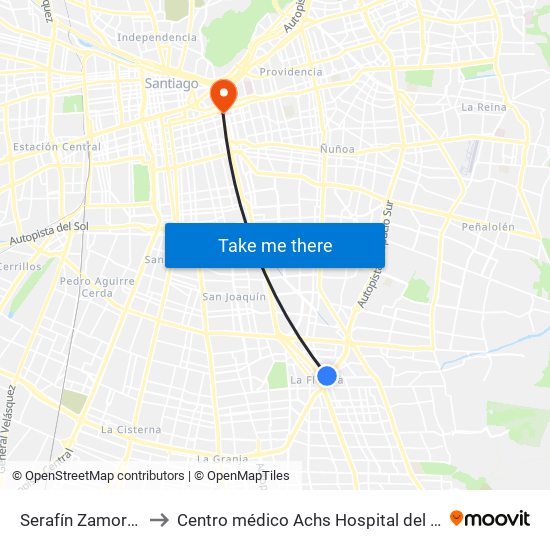 Serafín Zamora, 153 to Centro médico Achs Hospital del trabajador map