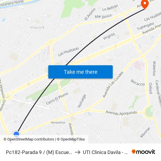 Pc182-Parada 9 / (M) Escuela Militar to UTI Clinica Davila - 4° Piso map