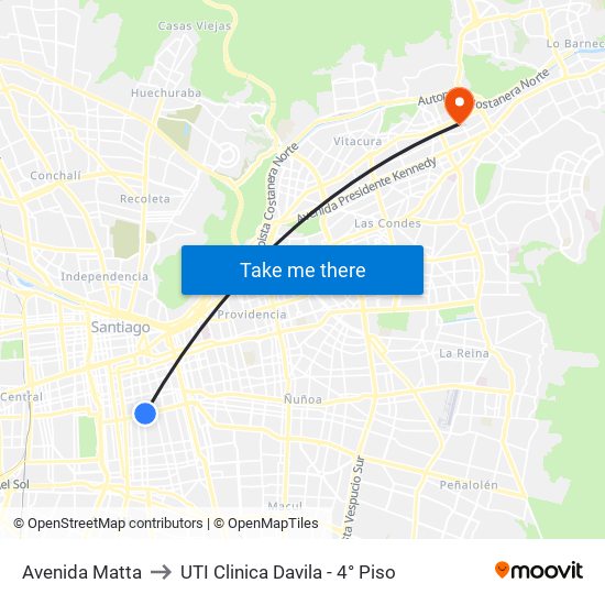 Avenida Matta to UTI Clinica Davila - 4° Piso map