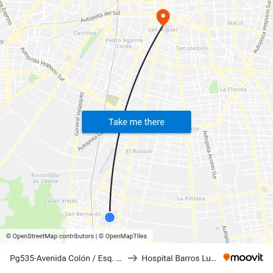 Pg535-Avenida Colón / Esq. Martín De Solis to Hospital Barros Luco Trudeau map