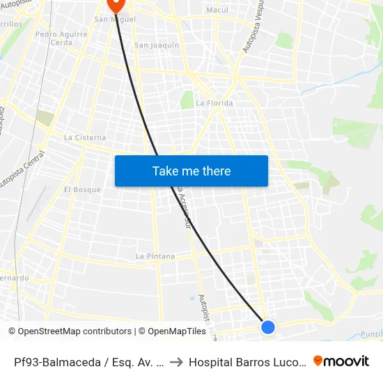 Pf93-Balmaceda / Esq. Av. Eyzaguirre to Hospital Barros Luco Trudeau map