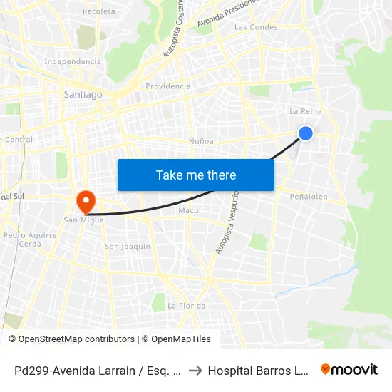 Pd299-Avenida Larrain / Esq. Carlos Ossandón to Hospital Barros Luco Trudeau map