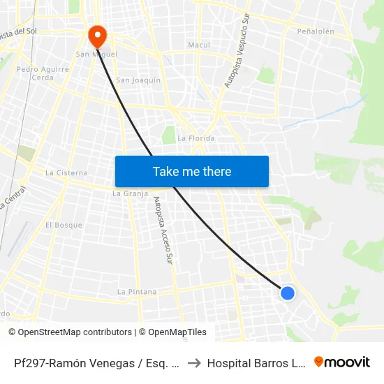Pf297-Ramón Venegas / Esq. Av. L. Matte Larraín to Hospital Barros Luco Trudeau map