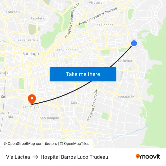 Vía Láctea to Hospital Barros Luco Trudeau map