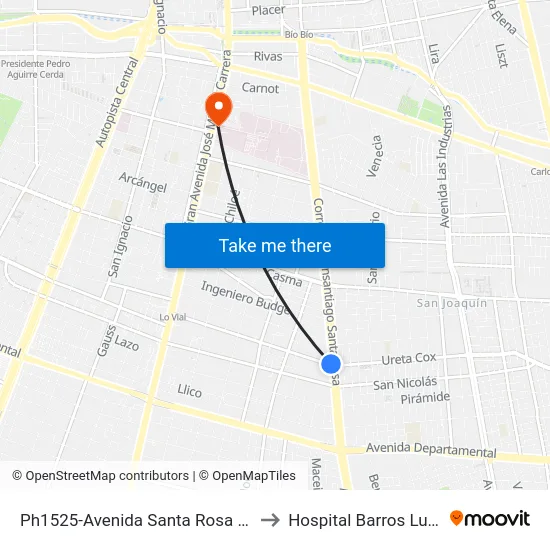 Ph1525-Avenida Santa Rosa / Esq. Ureta Cox to Hospital Barros Luco Trudeau map