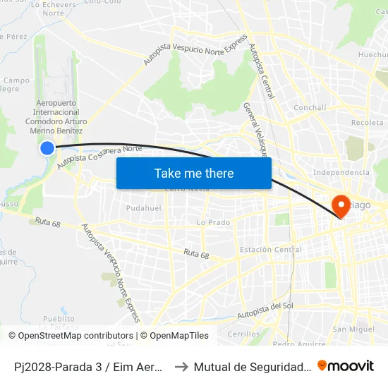 Pj2028-Parada 3 / Eim Aeropuerto @ Red Movilidad to Mutual de Seguridad C.Ch.C. Agustinas map