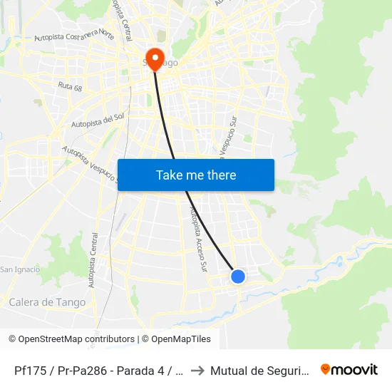 Pf175 / Pr-Pa286 - Parada 4 / Paradero 39 Av. Vicuña Mackenna to Mutual de Seguridad C.Ch.C. Agustinas map
