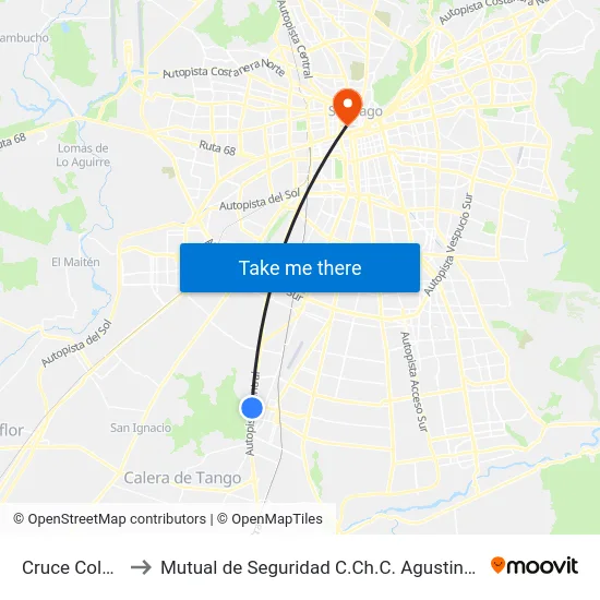 Cruce Colón to Mutual de Seguridad C.Ch.C. Agustinas map