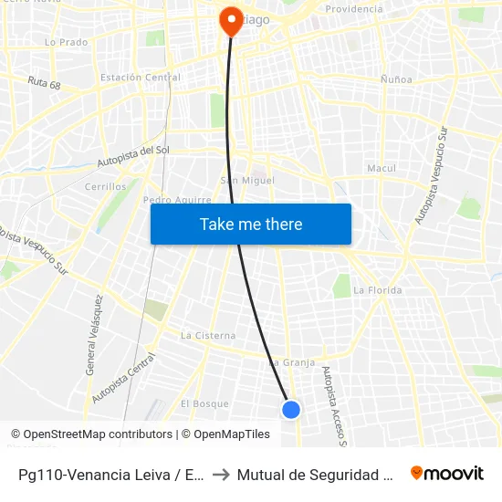 Pg110-Venancia Leiva / Esq. Av. Santa Rosa to Mutual de Seguridad C.Ch.C. Agustinas map