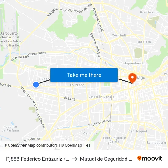 Pj888-Federico Errázuriz / Esq. Av. San Pablo to Mutual de Seguridad C.Ch.C. Agustinas map