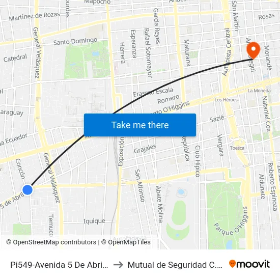 Pi549-Avenida 5 De Abril / Esq. Con Con to Mutual de Seguridad C.Ch.C. Agustinas map