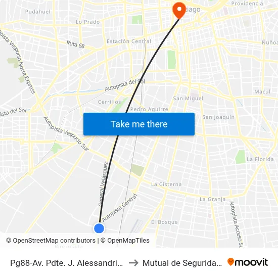 Pg88-Av. Pdte. J. Alessandri R. / Esq. Cam. Las Acacias to Mutual de Seguridad C.Ch.C. Agustinas map