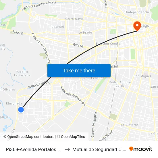 Pi369-Avenida Portales / Esq. La Galaxia to Mutual de Seguridad C.Ch.C. Agustinas map