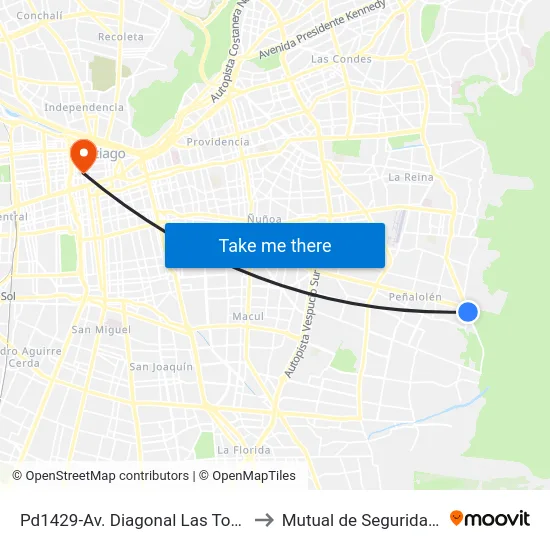 Pd1429-Av. Diagonal Las Torres / Esq. Álvaro Casanova to Mutual de Seguridad C.Ch.C. Agustinas map