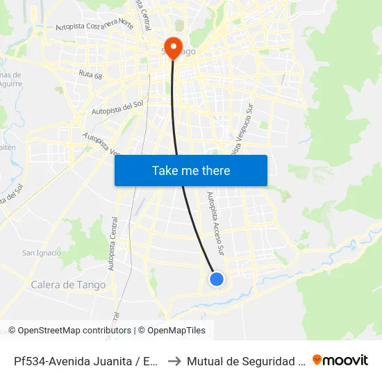 Pf534-Avenida Juanita / Esq. Sargento Menadier to Mutual de Seguridad C.Ch.C. Agustinas map