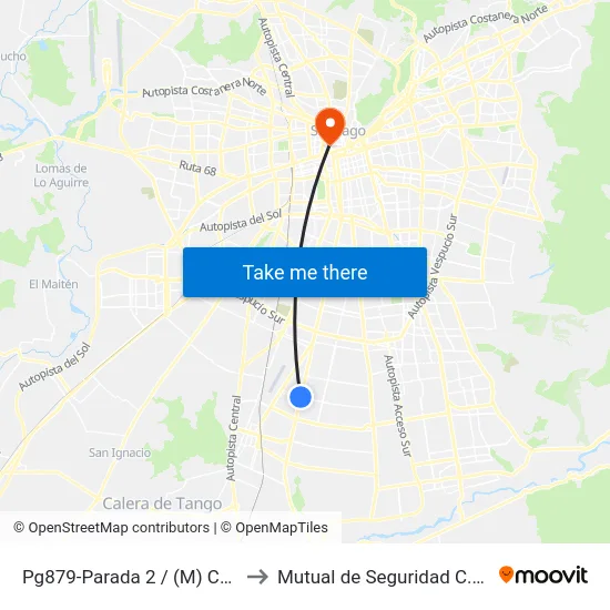 Pg879-Parada 2 / (M) Copa Lo Martínez to Mutual de Seguridad C.Ch.C. Agustinas map