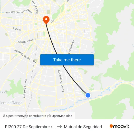 Pf200-27 De Septiembre / Esq. Av. Eyzaguirre to Mutual de Seguridad C.Ch.C. Agustinas map