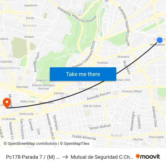 Pc178-Parada 7 / (M) Manquehue to Mutual de Seguridad C.Ch.C. Agustinas map