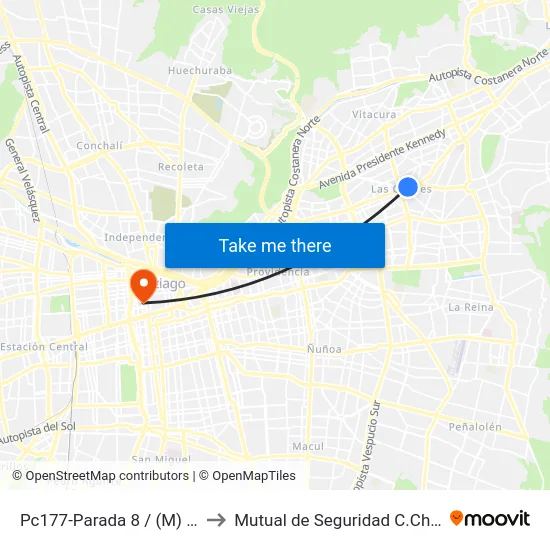 Pc177-Parada 8 / (M) Manquehue to Mutual de Seguridad C.Ch.C. Agustinas map