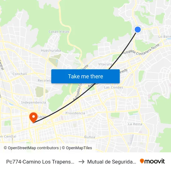 Pc774-Camino Los Trapenses / Esq. Av.Alcalde Délano to Mutual de Seguridad C.Ch.C. Agustinas map