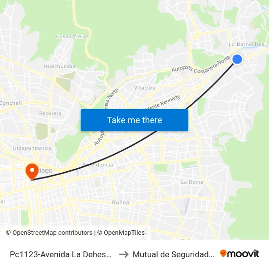 Pc1123-Avenida La Dehesa / Esq. Av. Las Condes to Mutual de Seguridad C.Ch.C. Agustinas map