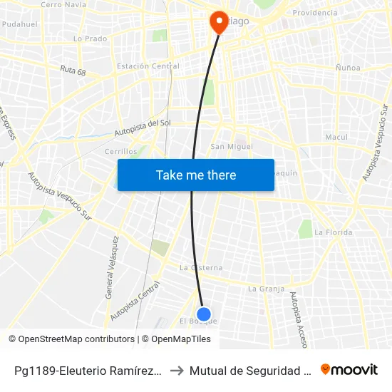 Pg1189-Eleuterio Ramírez / Esq. Los Aviadores to Mutual de Seguridad C.Ch.C. Agustinas map