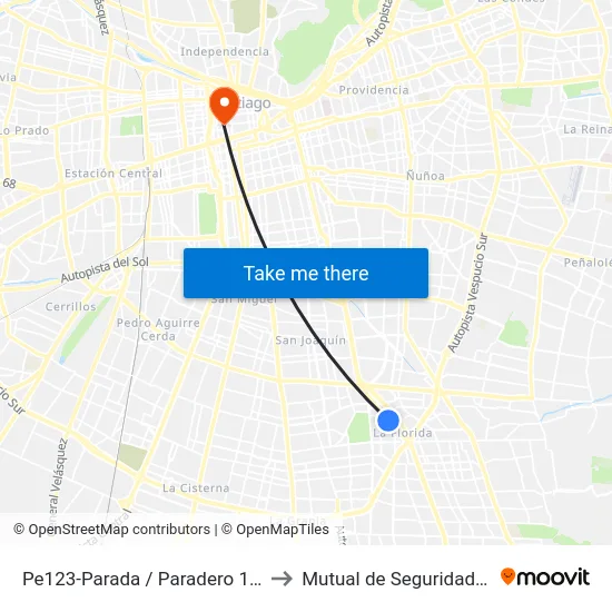 Pe123-Parada / Paradero 12 Av.Vicuña Mackenna to Mutual de Seguridad C.Ch.C. Agustinas map