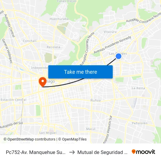 Pc752-Av. Manquehue Sur / Esq. María Teresa to Mutual de Seguridad C.Ch.C. Agustinas map
