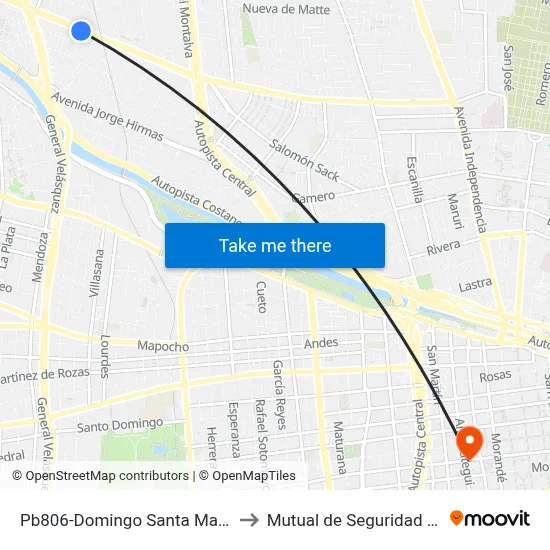 Pb806-Domingo Santa María / Esq. Los Maquis to Mutual de Seguridad C.Ch.C. Agustinas map