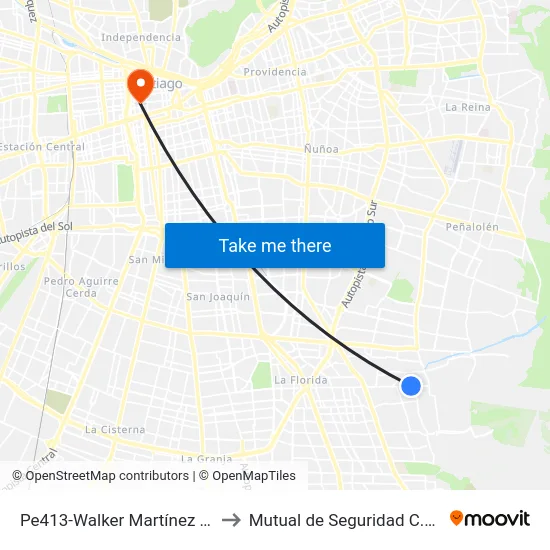 Pe413-Walker Martínez / Esq. Ongolmo to Mutual de Seguridad C.Ch.C. Agustinas map