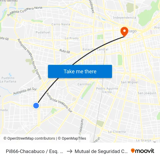 Pi866-Chacabuco / Esq. Manuel Rodríguez to Mutual de Seguridad C.Ch.C. Agustinas map