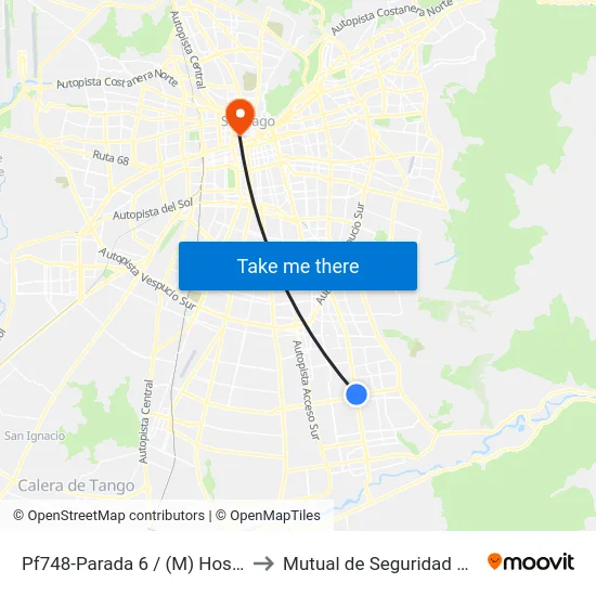Pf748-Parada 6 / (M) Hospital Sótero Del Río to Mutual de Seguridad C.Ch.C. Agustinas map